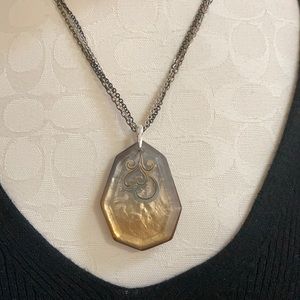 Brighton Lucite pendant with tri color chain